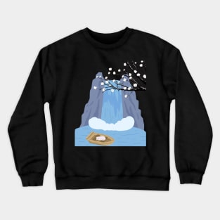 Sleeping cat under blooming tree Crewneck Sweatshirt